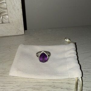Elegant Amethyst Teardrop Ring sterling silver